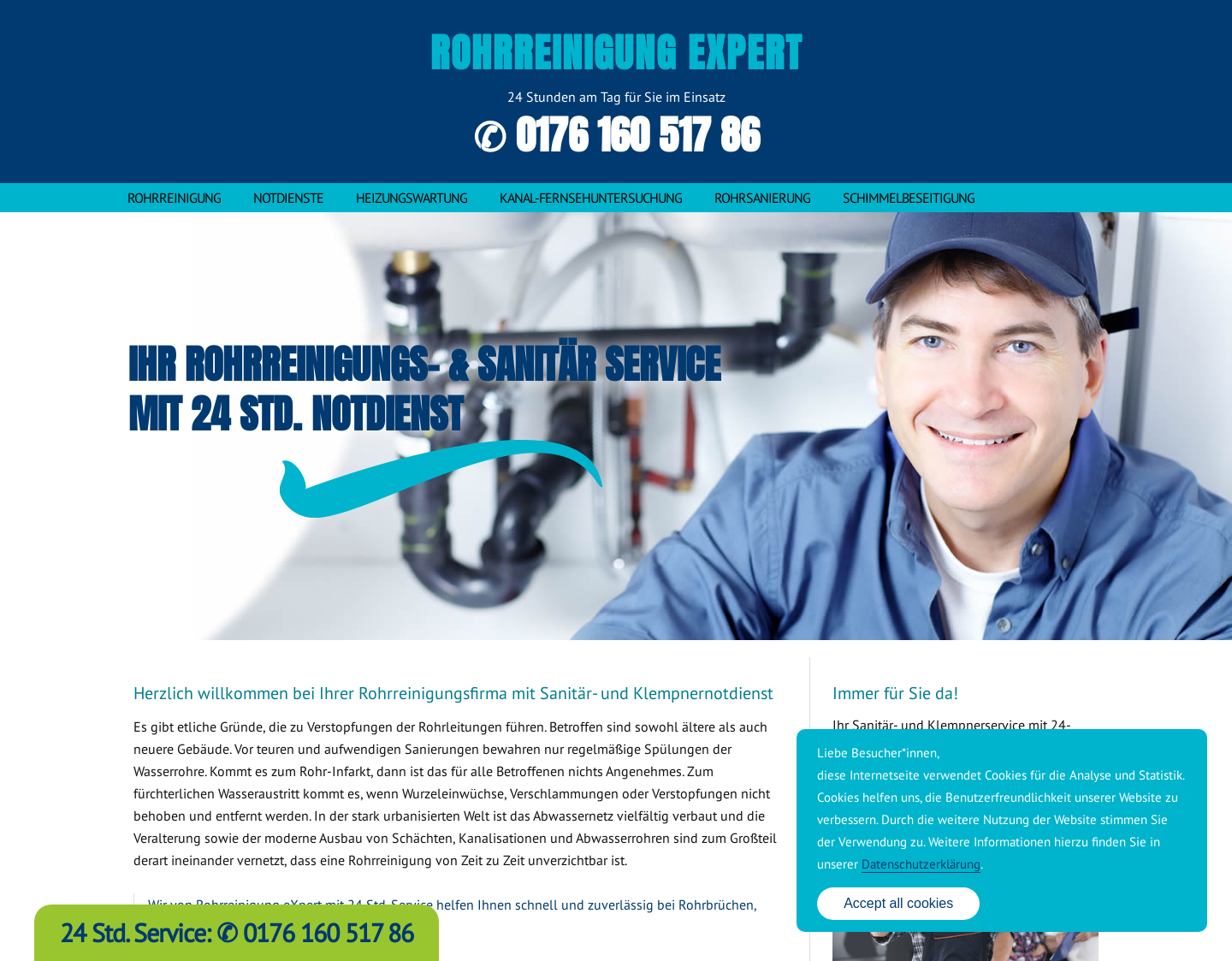 Aktuelle Website-Vorschau von Rohrreinigung