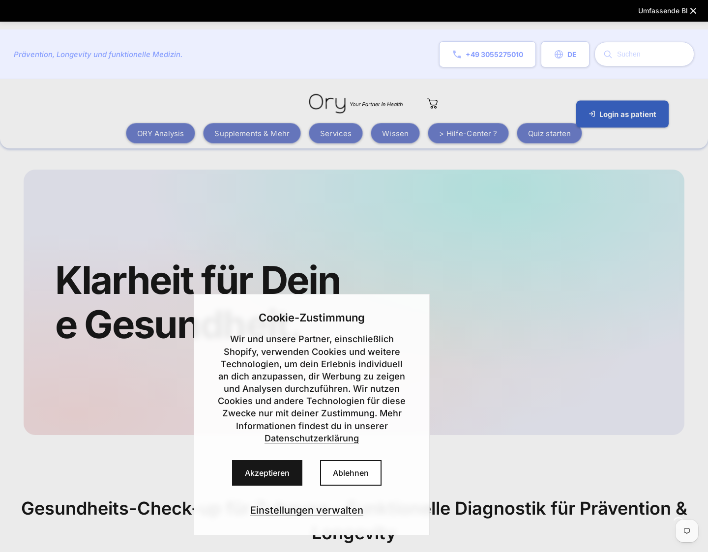 Aktuelle Website-Vorschau von ORY Natürlich