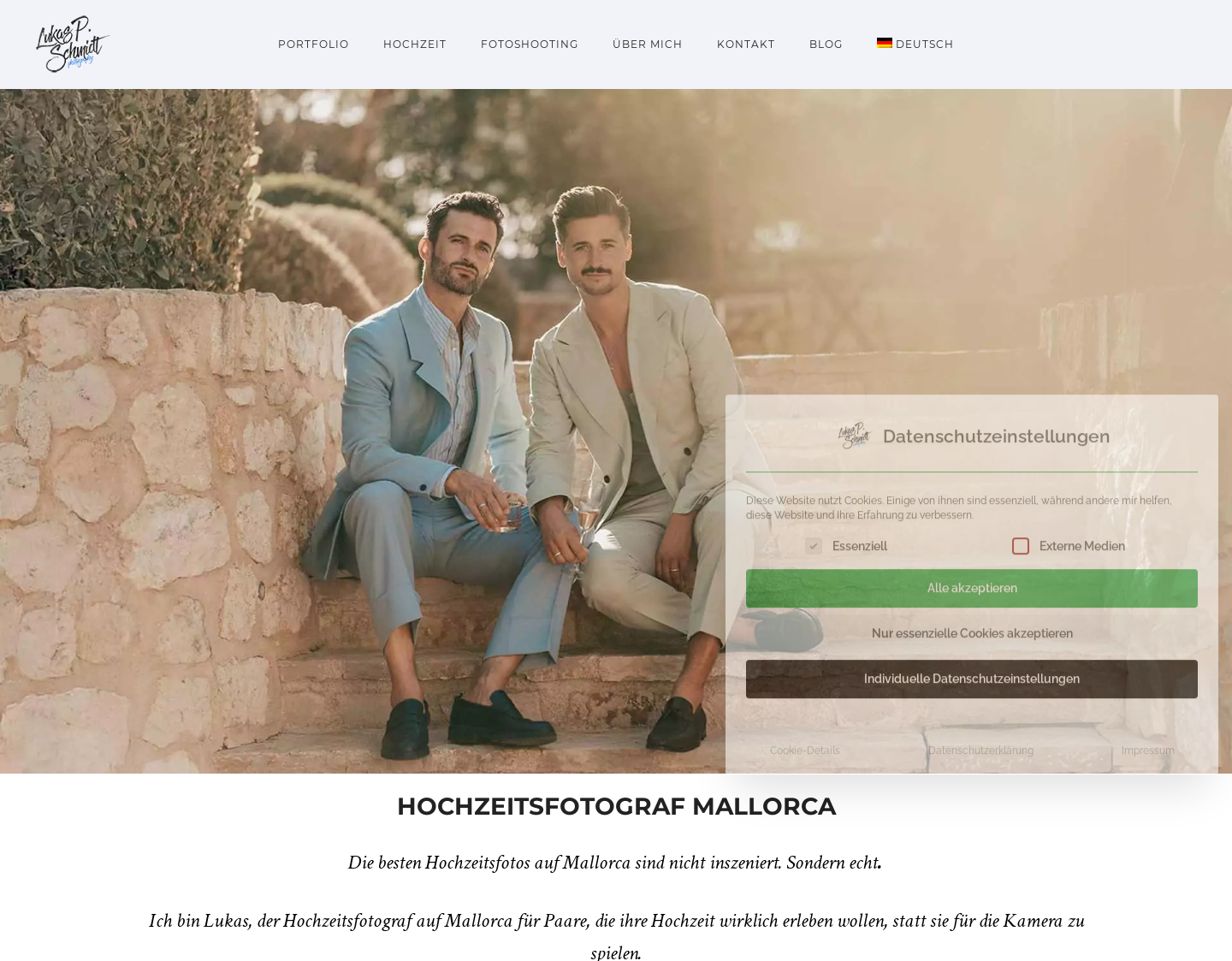 Aktuelle Website-Vorschau von Hochzeitsfotograf Mallorca Lukas P. Schmidt