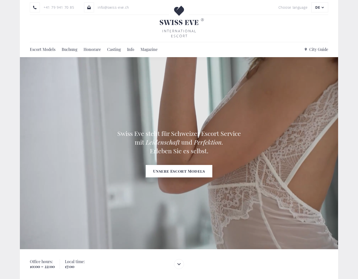 Aktuelle Website-Vorschau von Swiss Eve