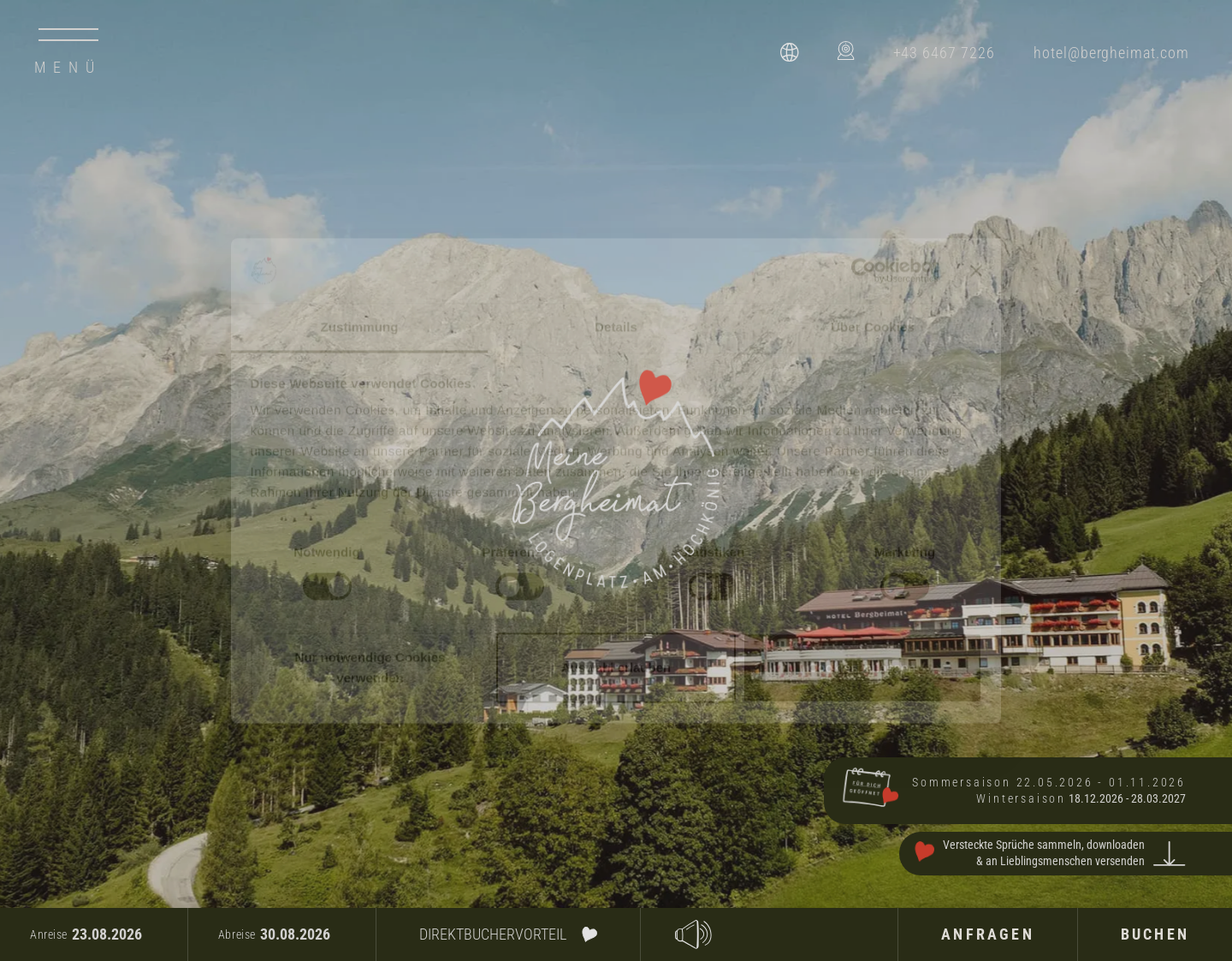 Aktuelle Website-Vorschau von Hotel Bergheimat am Hochkönig