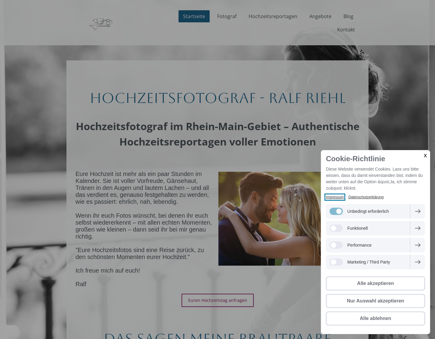 Aktuelle Website-Vorschau von Hochzeitsfotograf - Riehl Art Pictures