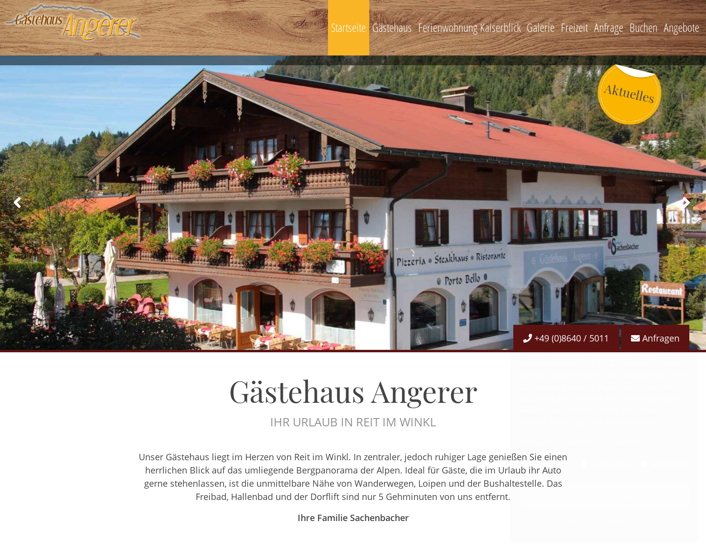 Aktuelle Website-Vorschau von Gästehaus Angerer