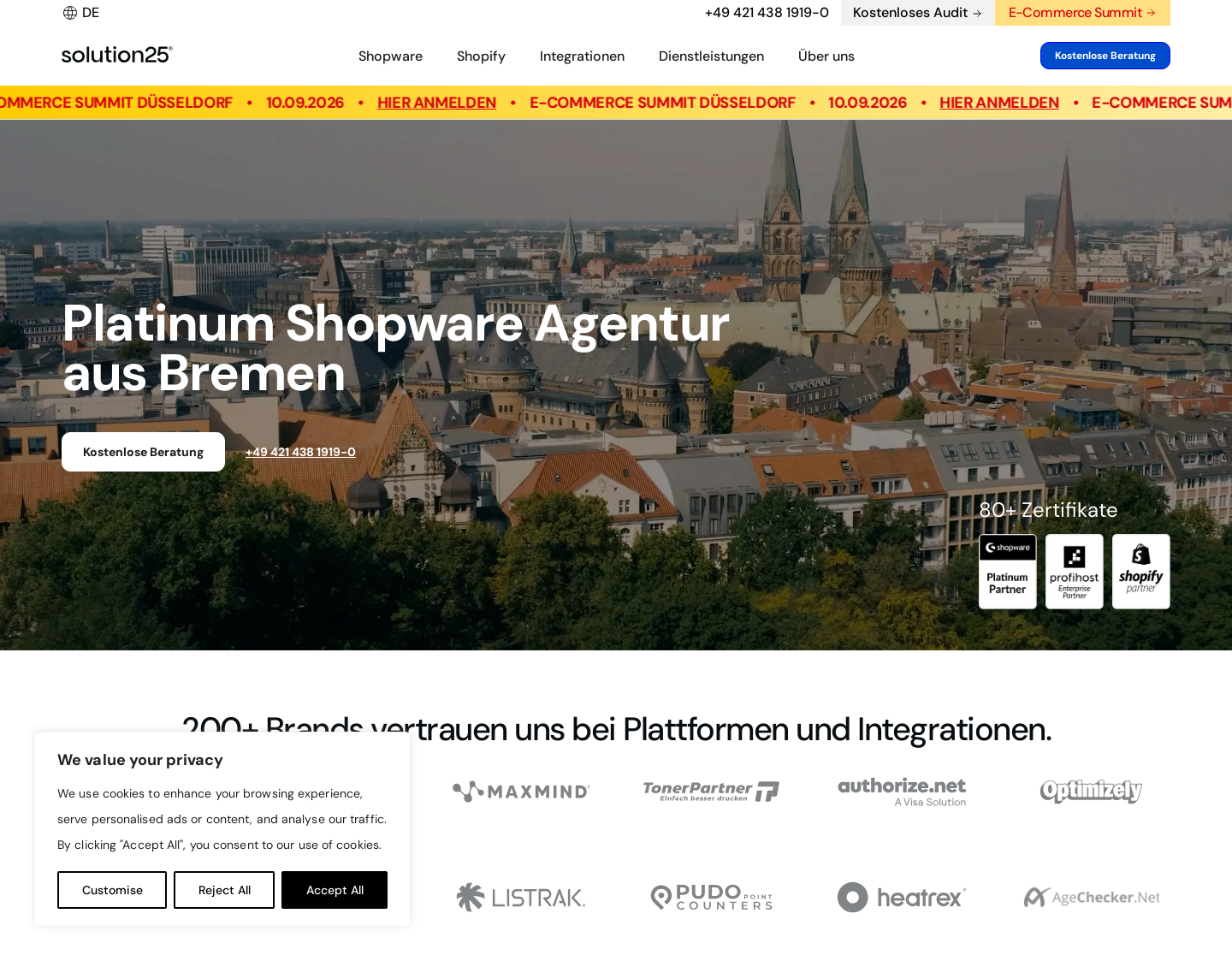Aktuelle Website-Vorschau von Solution25