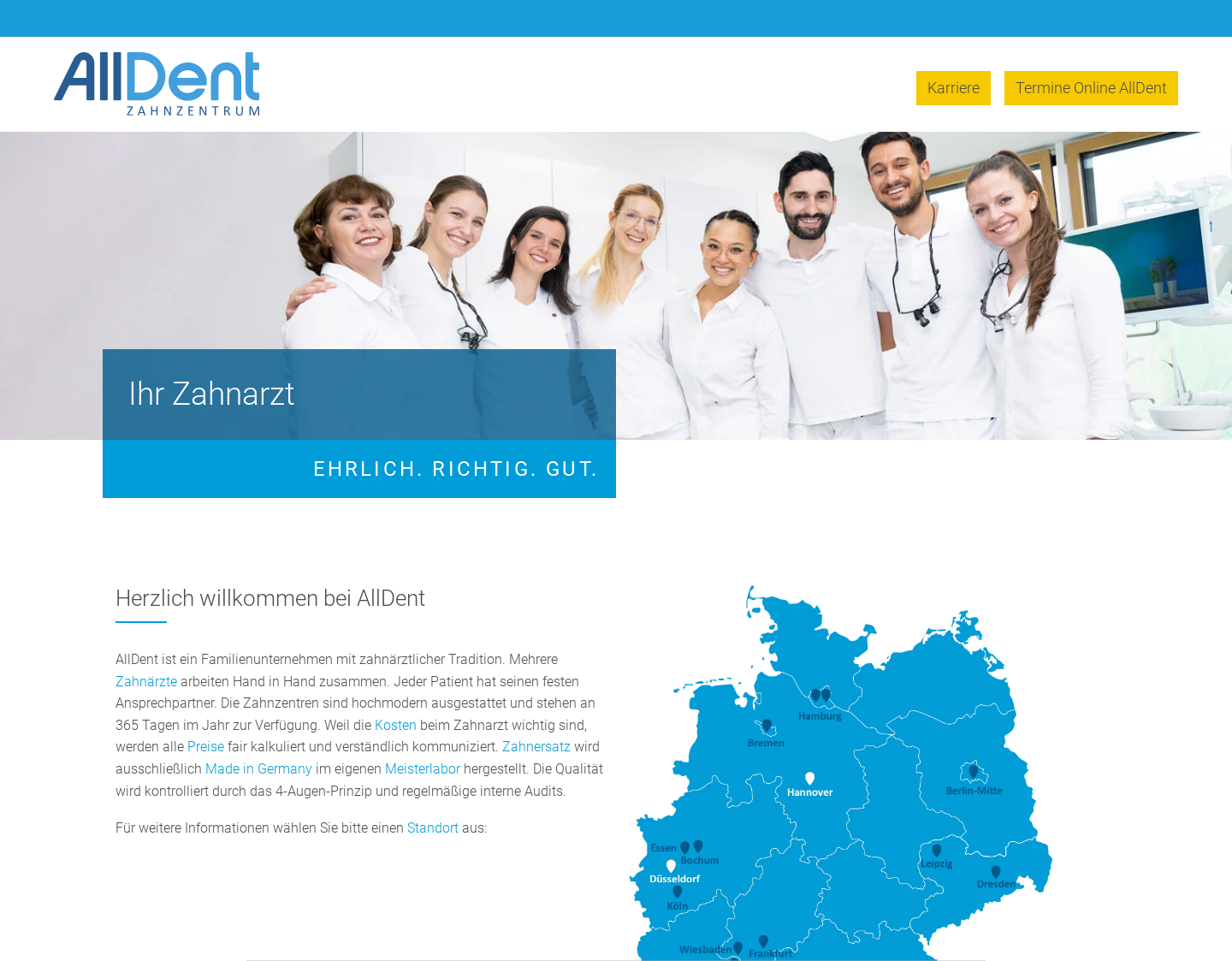 Aktuelle Website-Vorschau von AllDent Zahnzentrum GmbH