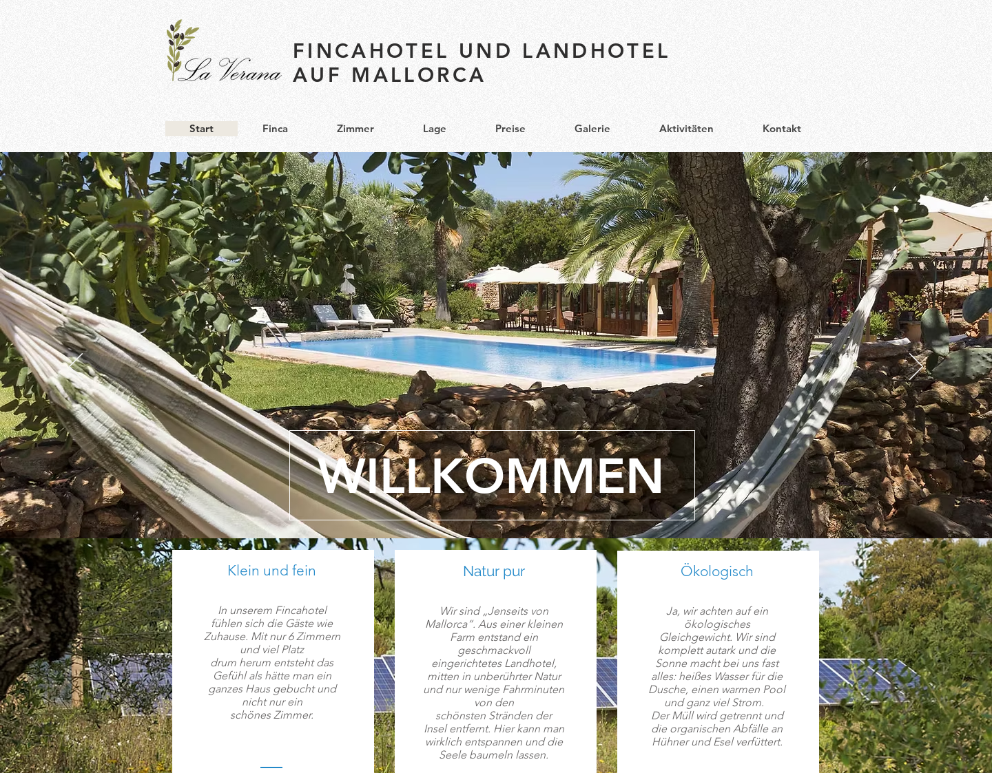 Aktuelle Website-Vorschau von Finca La Verana