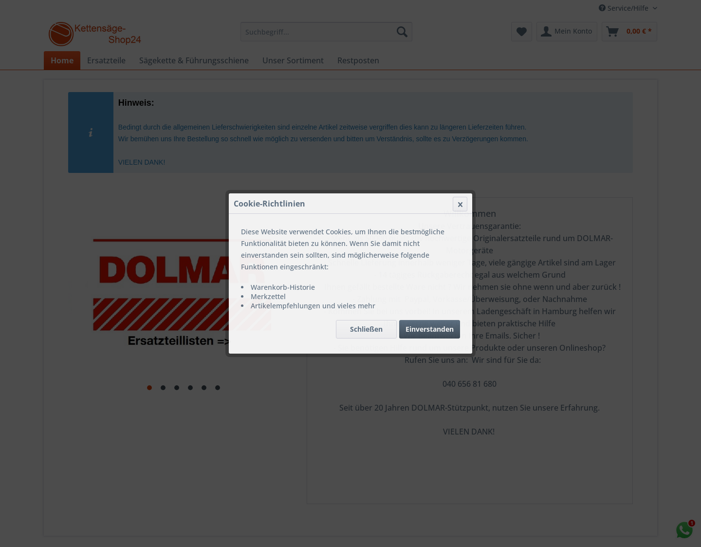 Aktuelle Website-Vorschau von Dolmar Stützpunkt 24