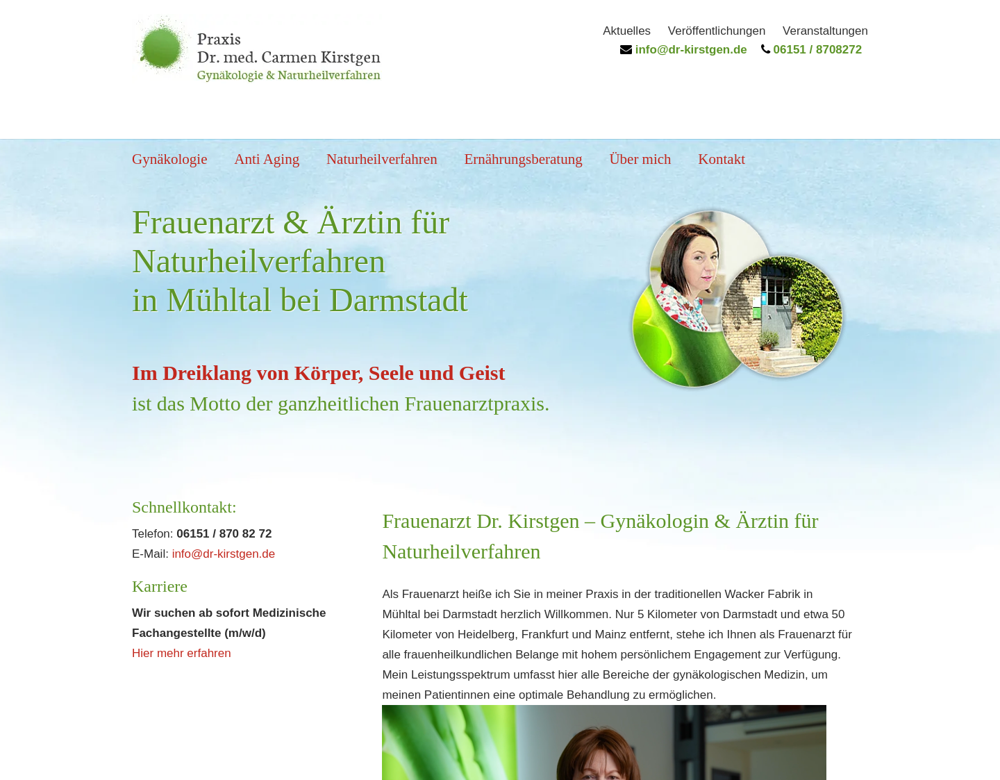 Aktuelle Website-Vorschau von Praxis Dr. med. Carmen Kirstgen