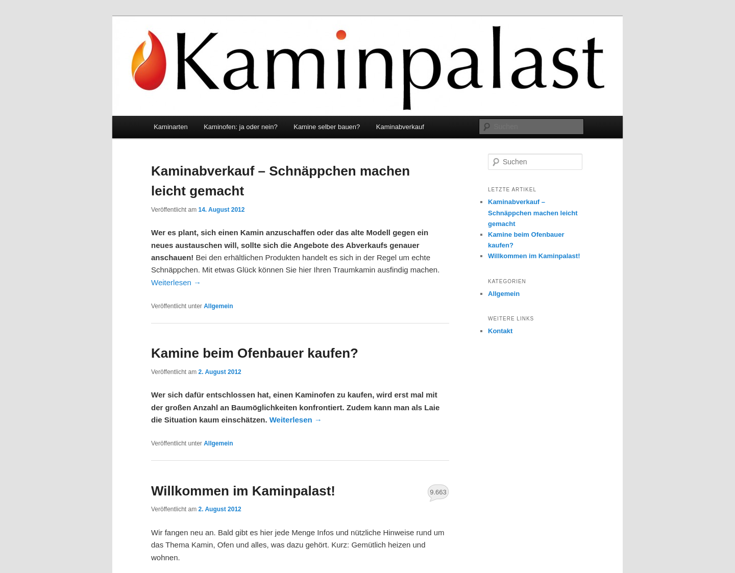 Aktuelle Website-Vorschau von Kaminpalast