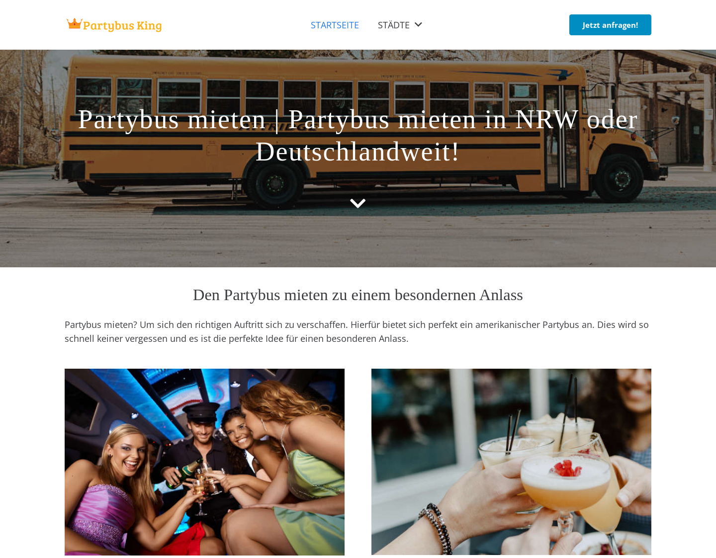 Aktuelle Website-Vorschau von Partybus mieten
