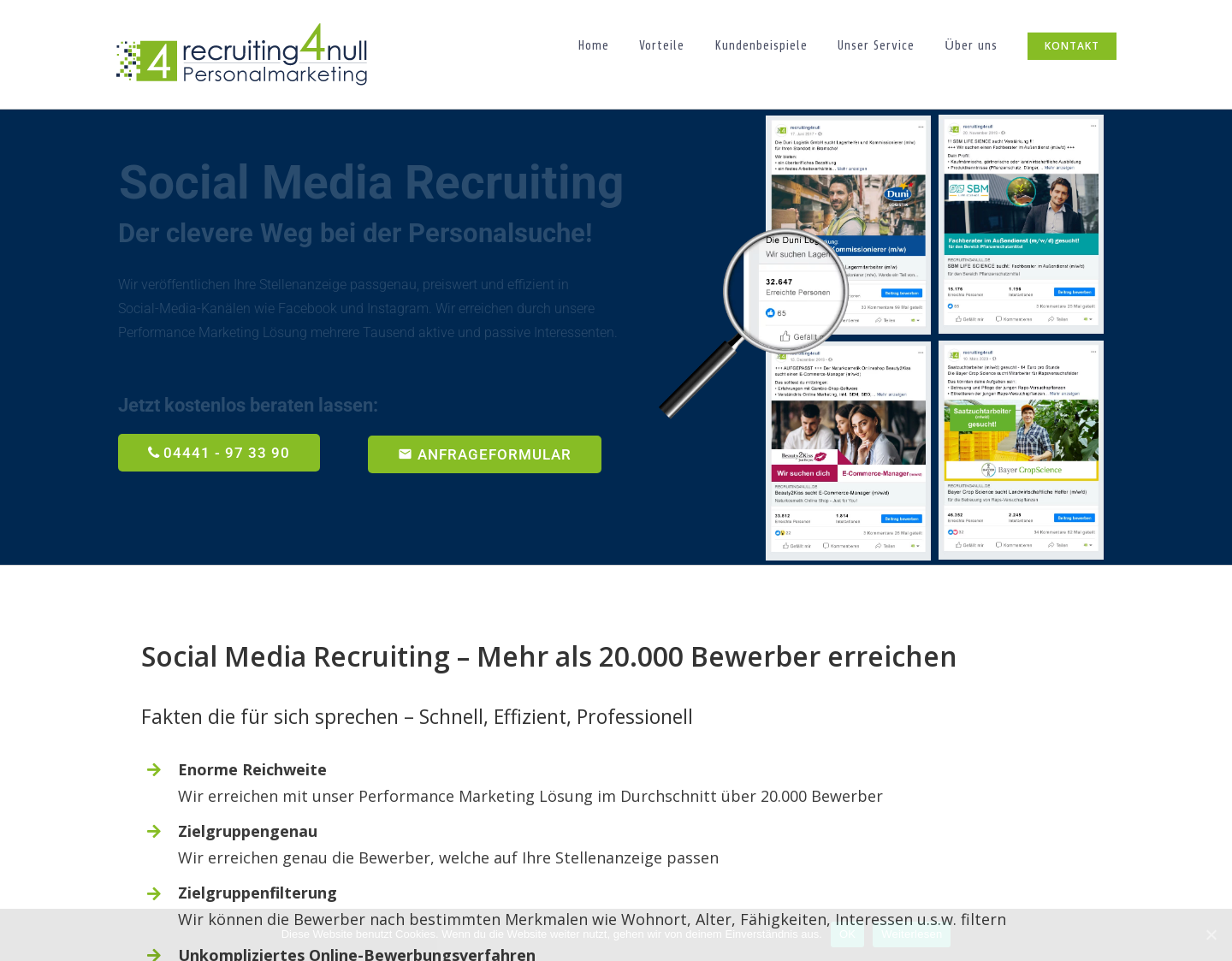 Aktuelle Website-Vorschau von Social Media Recruiting