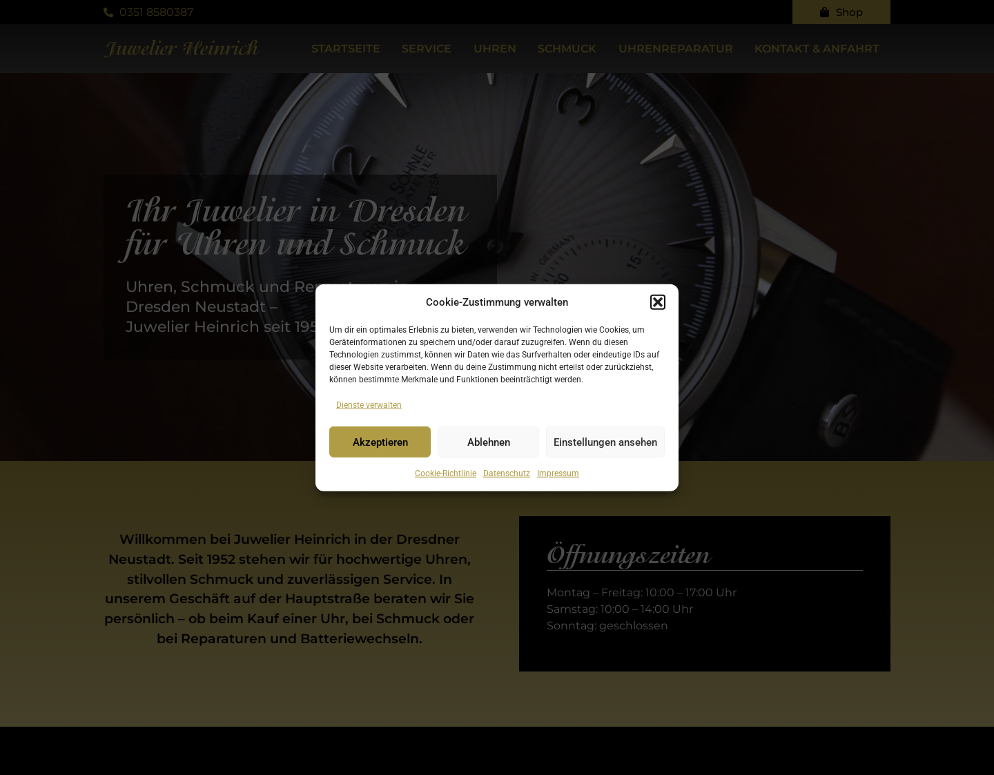 Aktuelle Website-Vorschau von Juwelier Heinrich