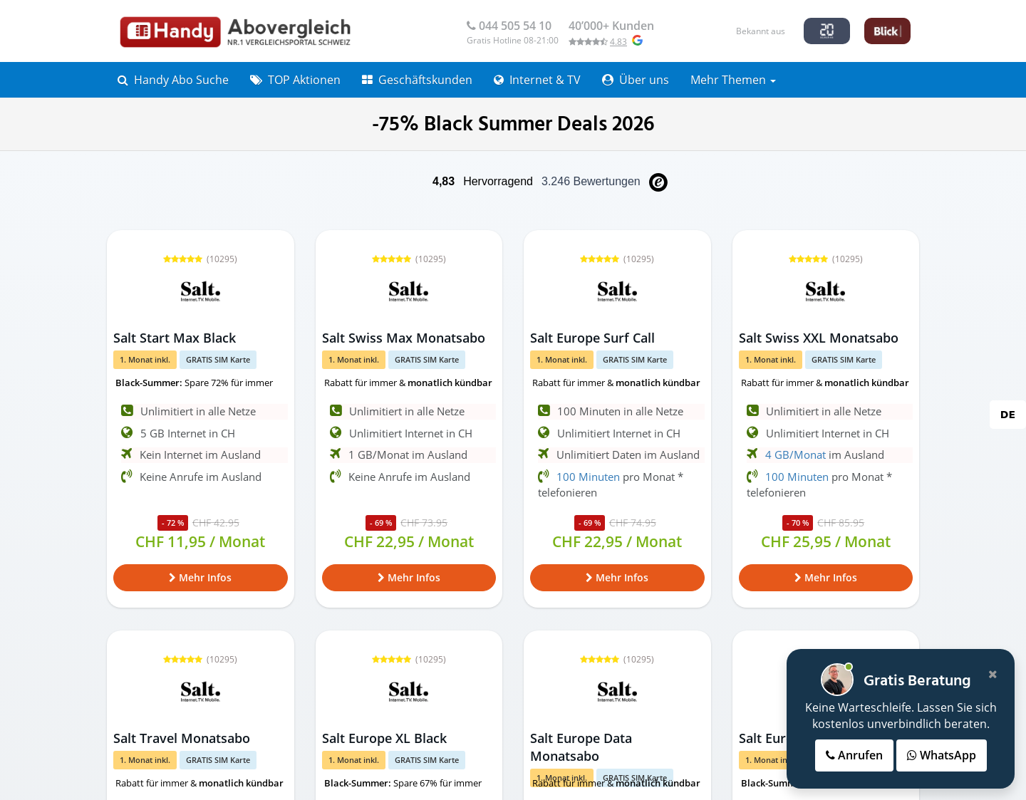 Aktuelle Website-Vorschau von Handy Abovergleich