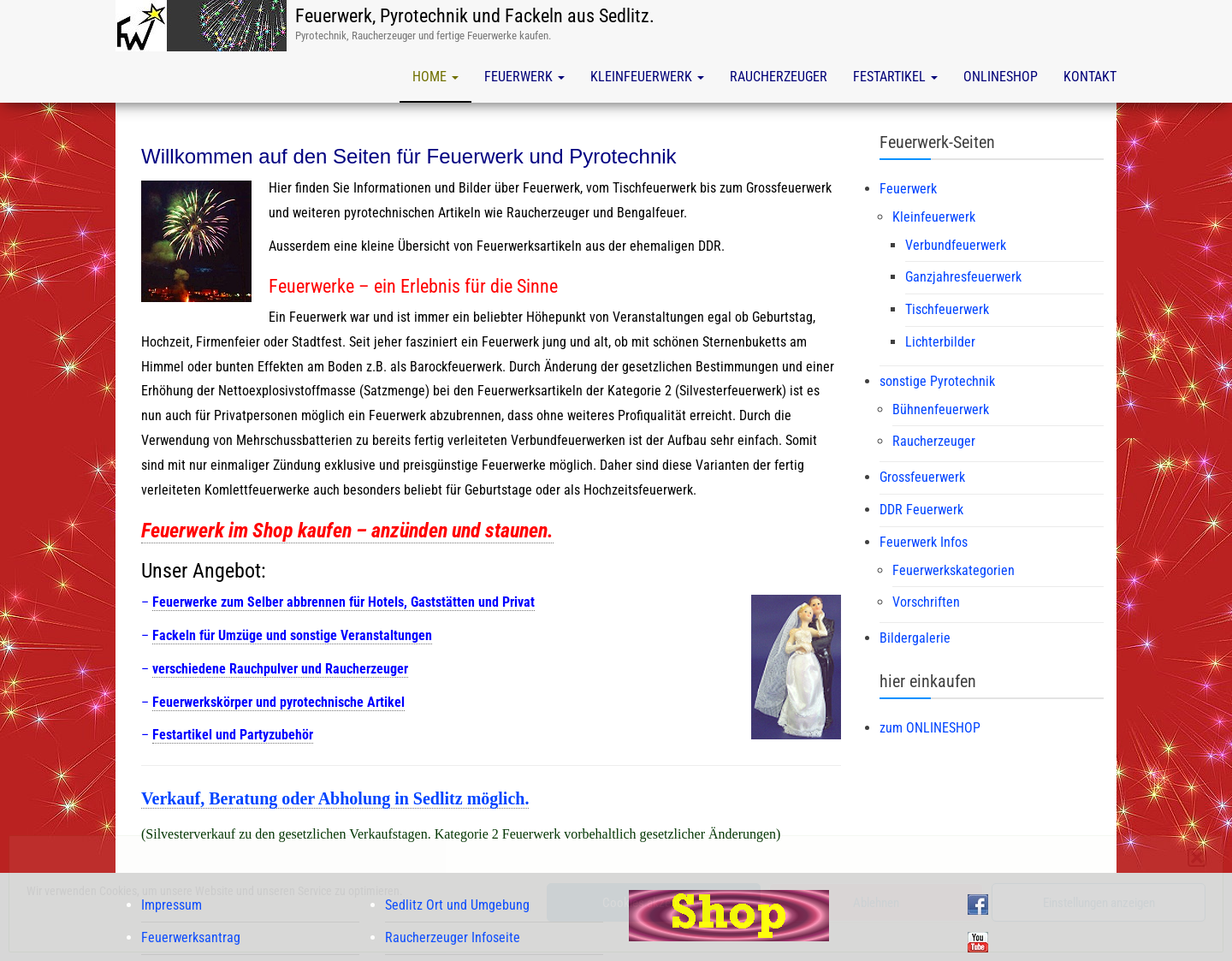 Aktuelle Website-Vorschau von Feuerwerke, Fackeln und Festartikel