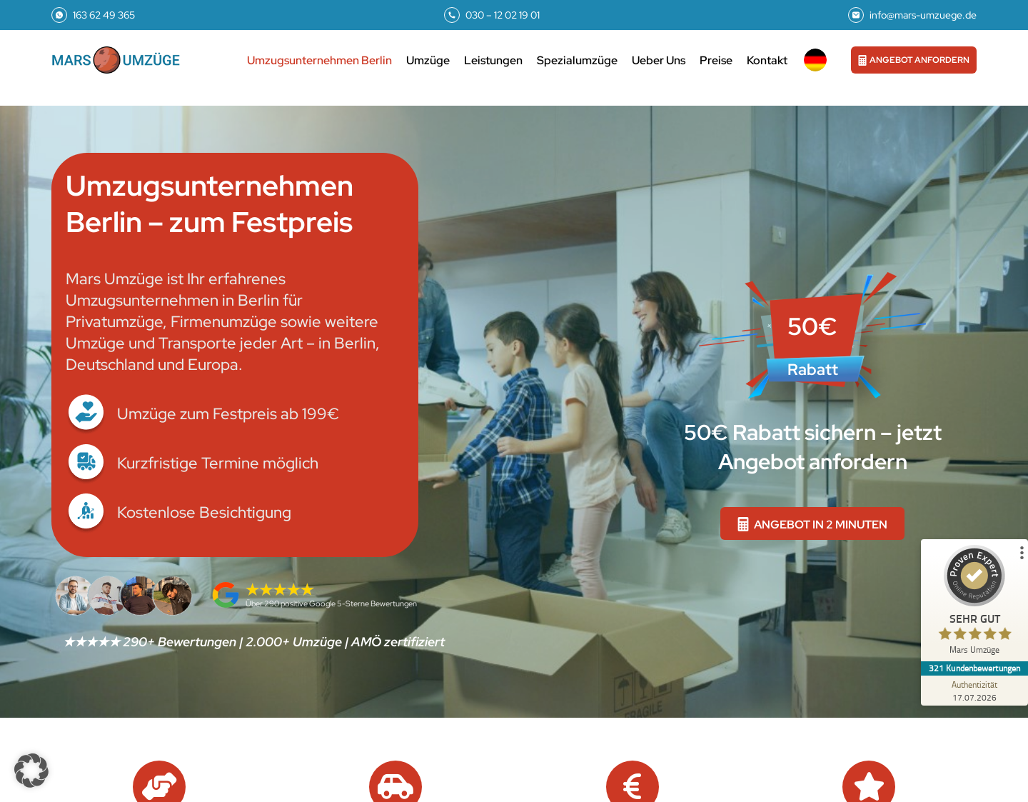 Aktuelle Website-Vorschau von Mars Umzüge