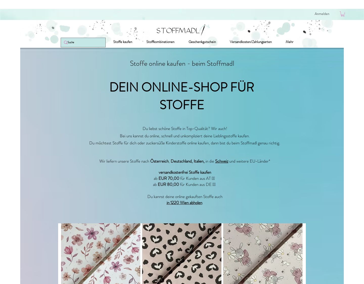 Aktuelle Website-Vorschau von Stoffmadl - Online-Shop für Stoffe