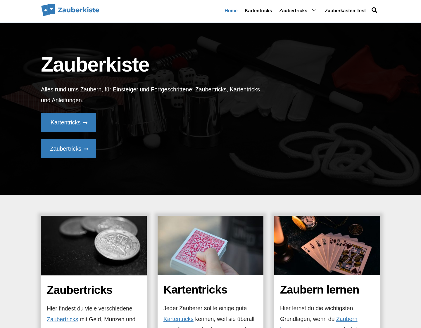 Aktuelle Website-Vorschau von Zauberkiste