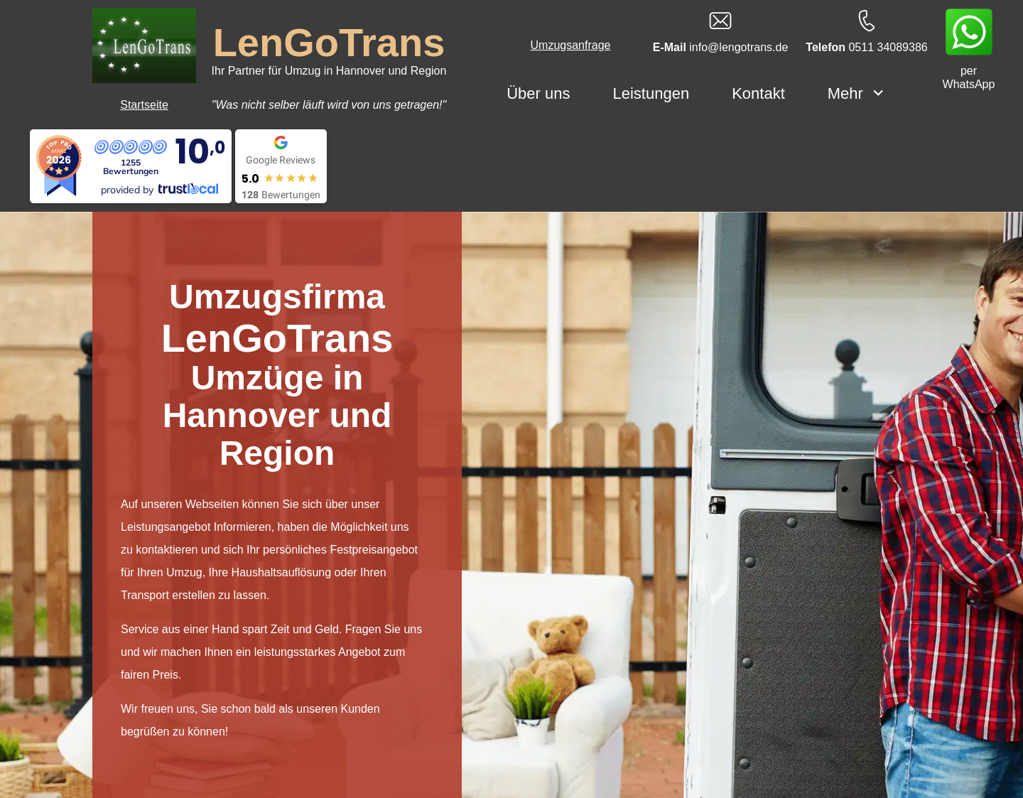 Aktuelle Website-Vorschau von Fachgerechte Umzüge in Hannover und Umgebung