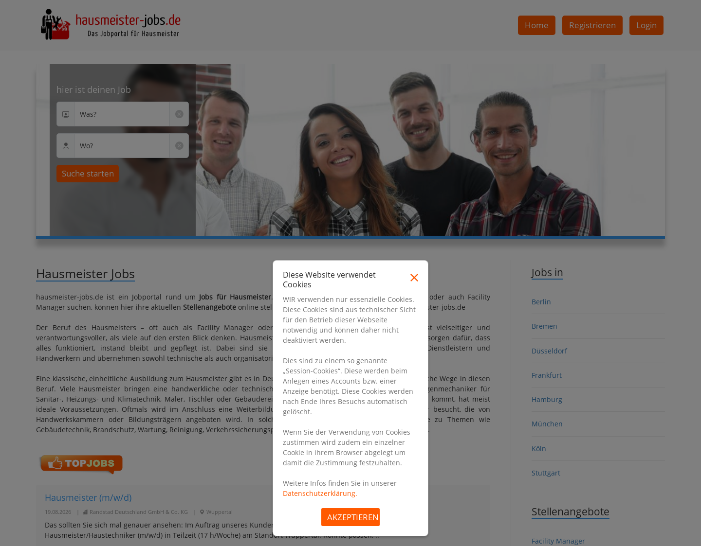 Aktuelle Website-Vorschau von Hausmeister Jobs