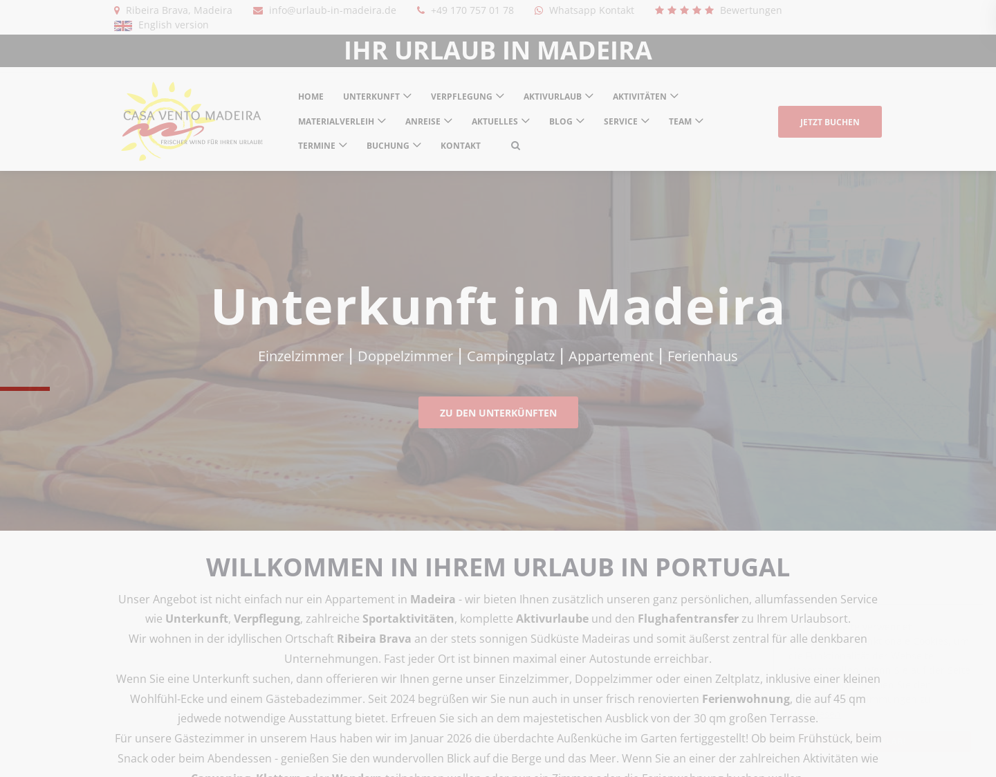 Aktuelle Website-Vorschau von Urlaub in Madeira mit Casa Vento