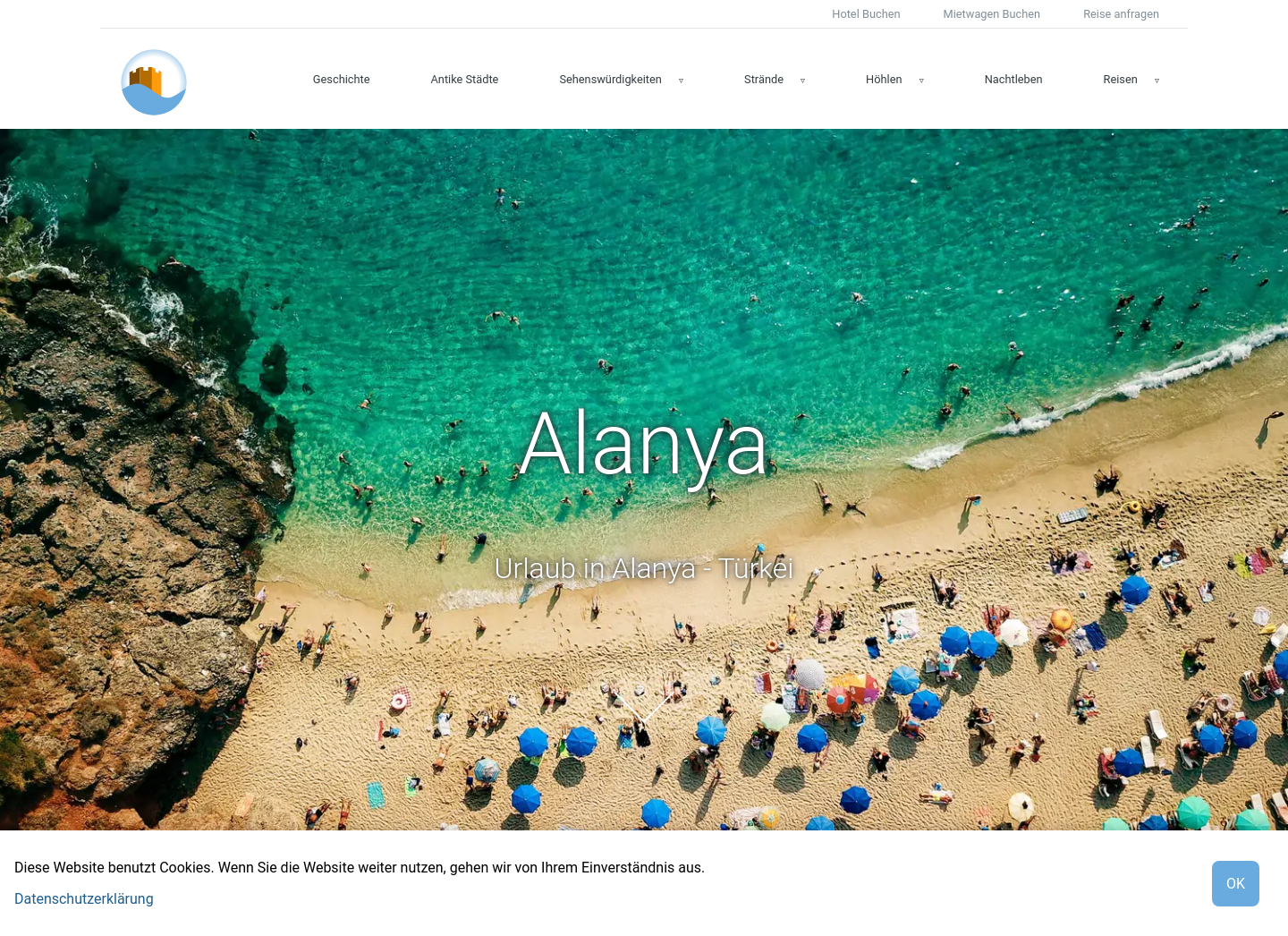 Aktuelle Website-Vorschau von Alanyaa