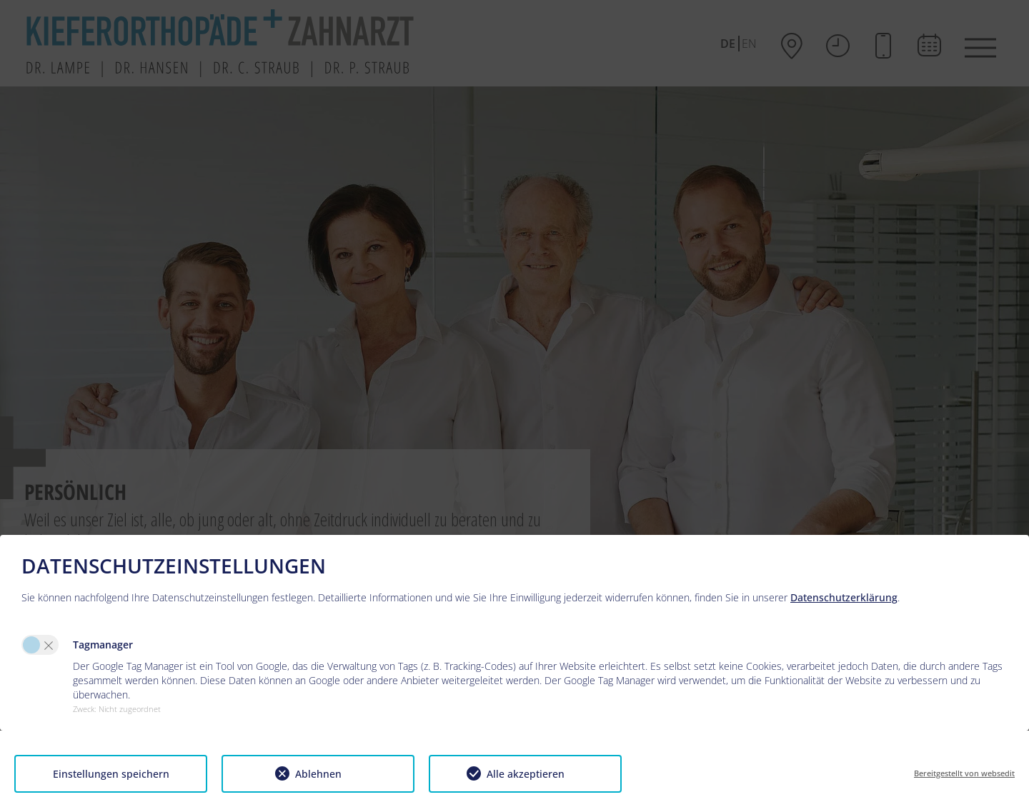 Aktuelle Website-Vorschau von Praxis für Kieferorthopädie und Zahnheilkunde