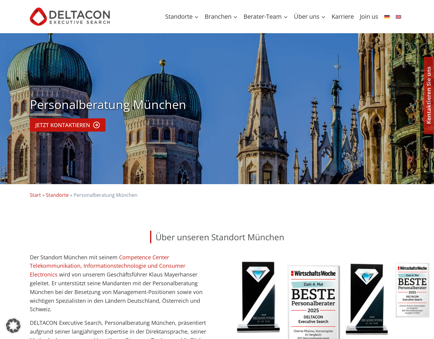 Aktuelle Website-Vorschau von DELTACON Executive Search & Recruiting GmbH