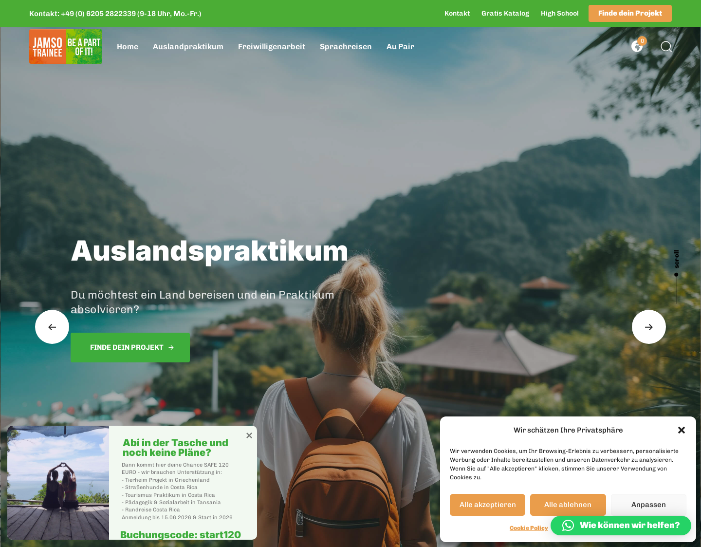 Aktuelle Website-Vorschau von Jamso Trainee
