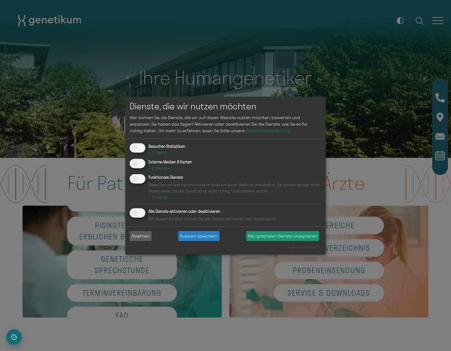 Aktuelle Website-Vorschau von genetikum - Standort Künzelsau