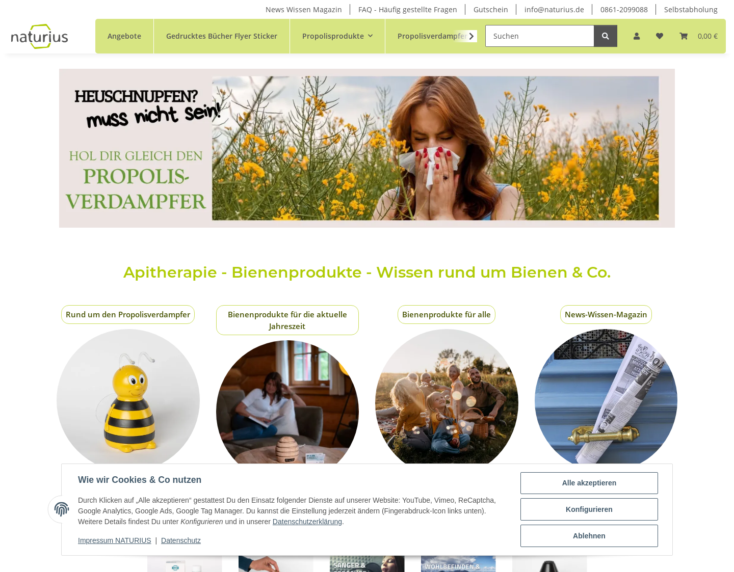 Aktuelle Website-Vorschau von Naturius - Propolis und Bienenprodukte