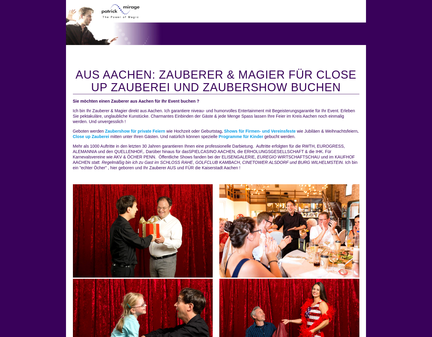 Aktuelle Website-Vorschau von Zauberer in Aachen