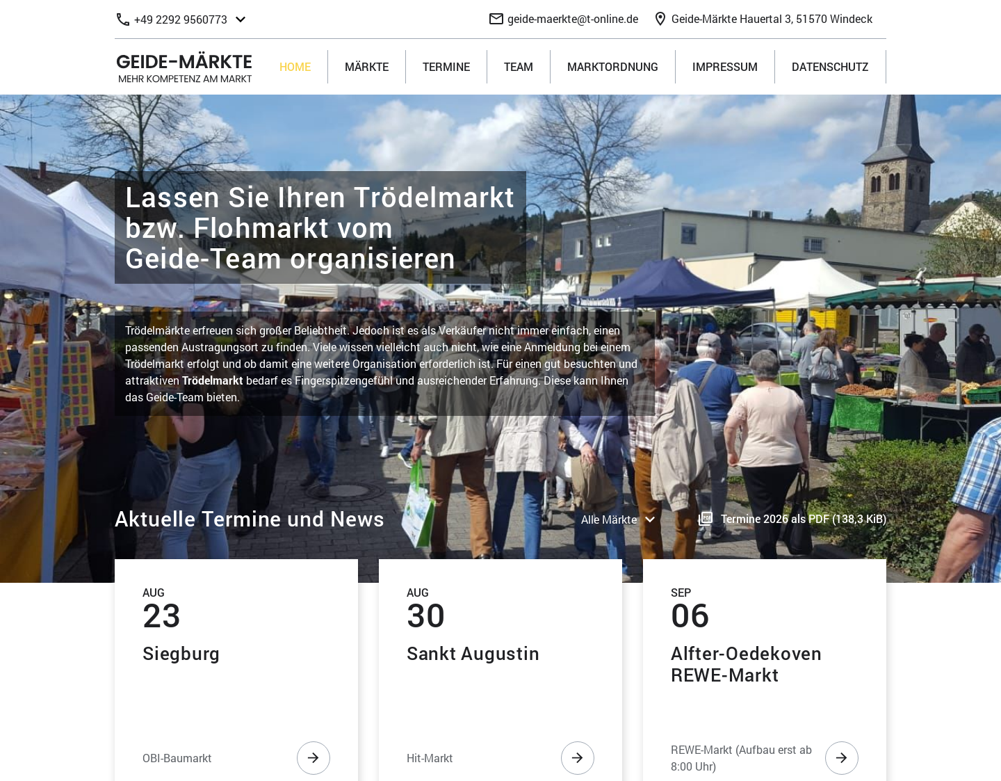 Aktuelle Website-Vorschau von Geide-Märkte
