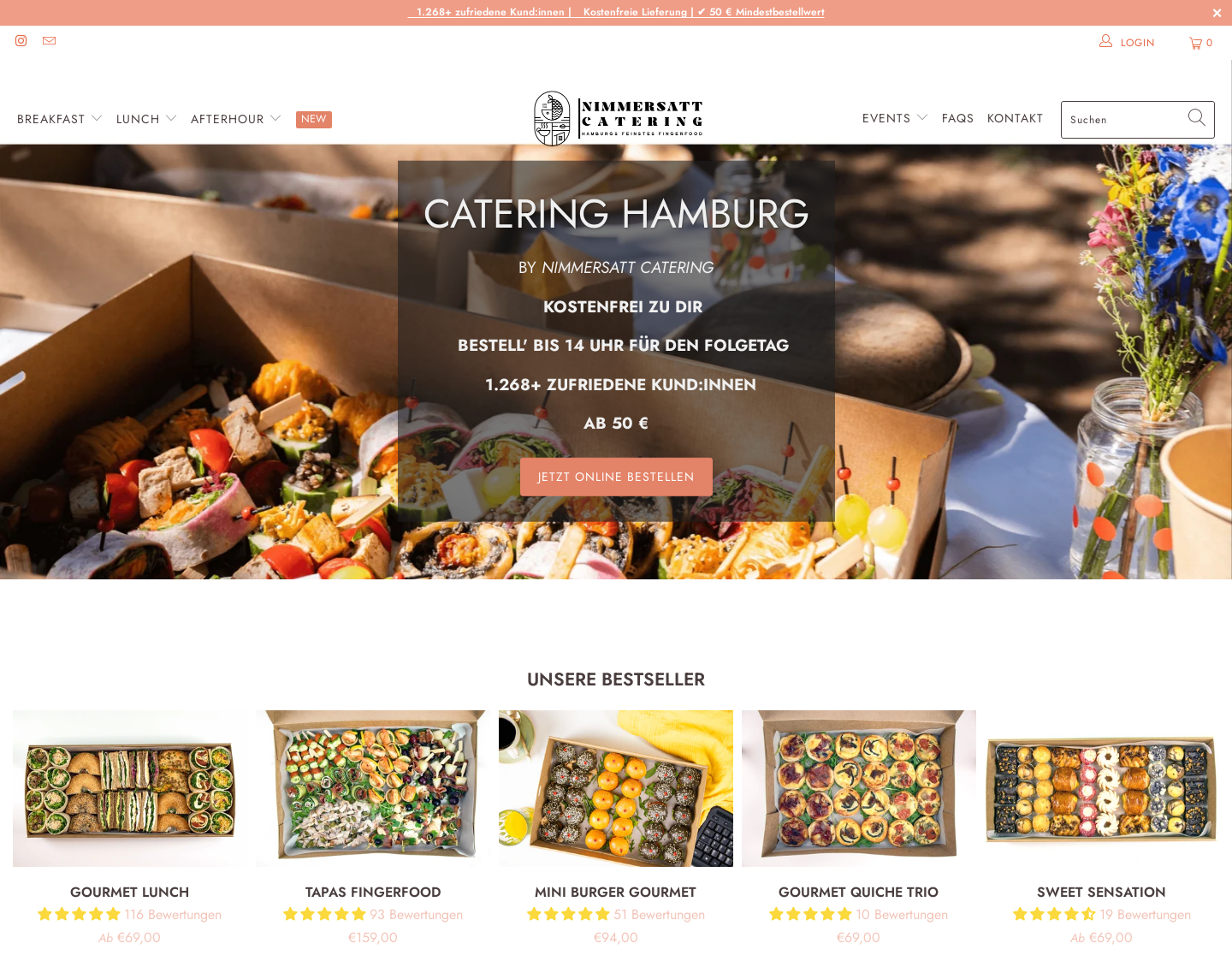 Aktuelle Website-Vorschau von Nimmersatt Catering