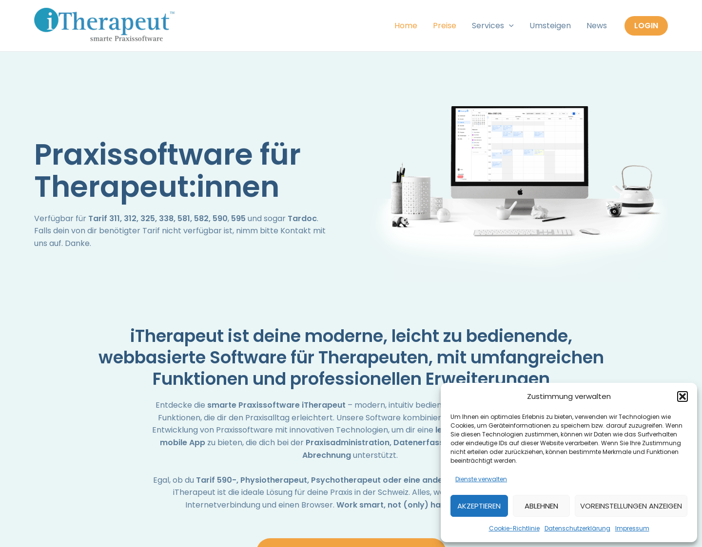 Aktuelle Website-Vorschau von Business Software für die Gesundheitsbranche