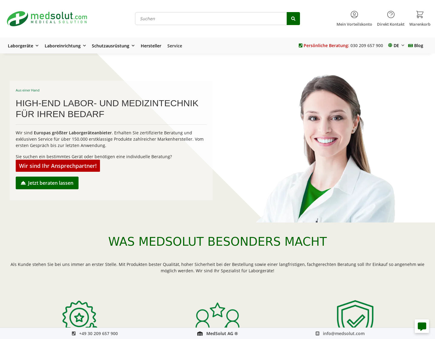 Aktuelle Website-Vorschau von Hochwertige Laborgeräte für Ihren Bedarf