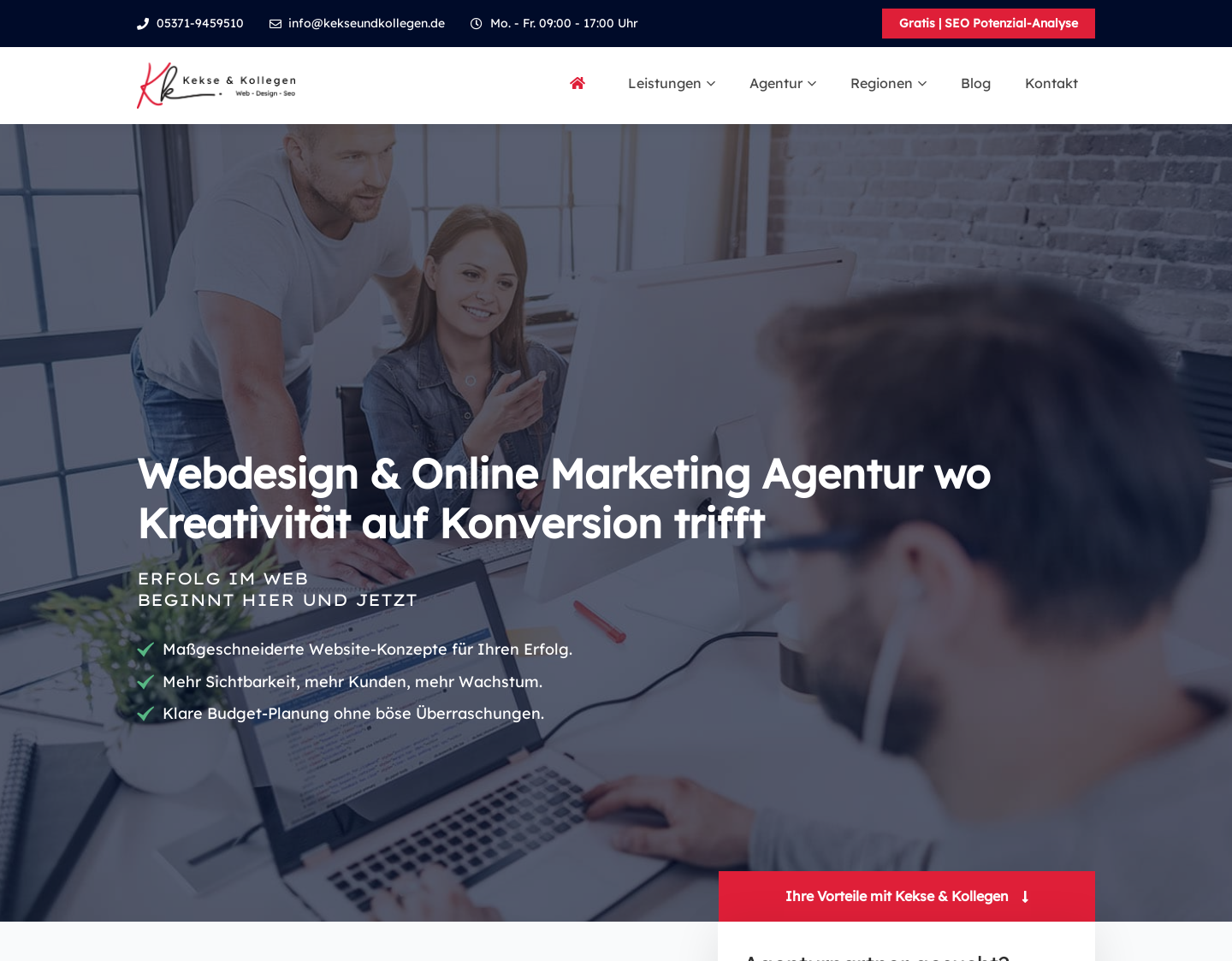 Aktuelle Website-Vorschau von Kekse & Kollegen