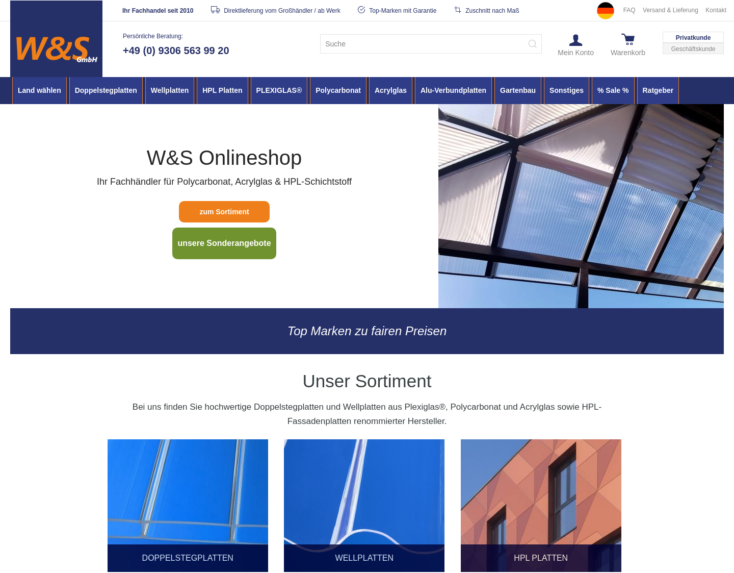 Aktuelle Website-Vorschau von W&S Onlineshop