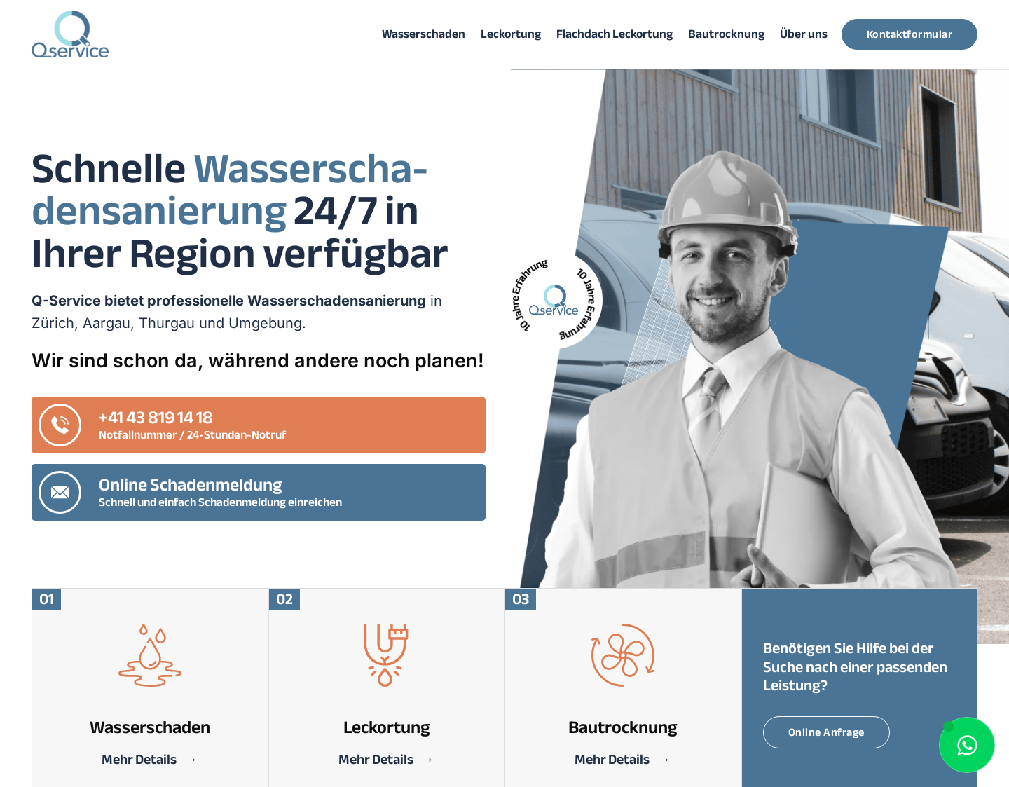 Aktuelle Website-Vorschau von Q-Service AG - Schimmelbekämpfung und Hauswartung