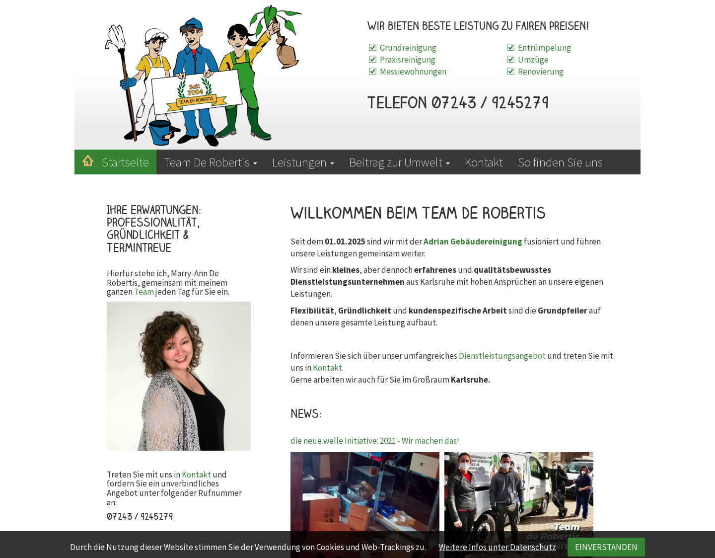Aktuelle Website-Vorschau von Team de Robertis