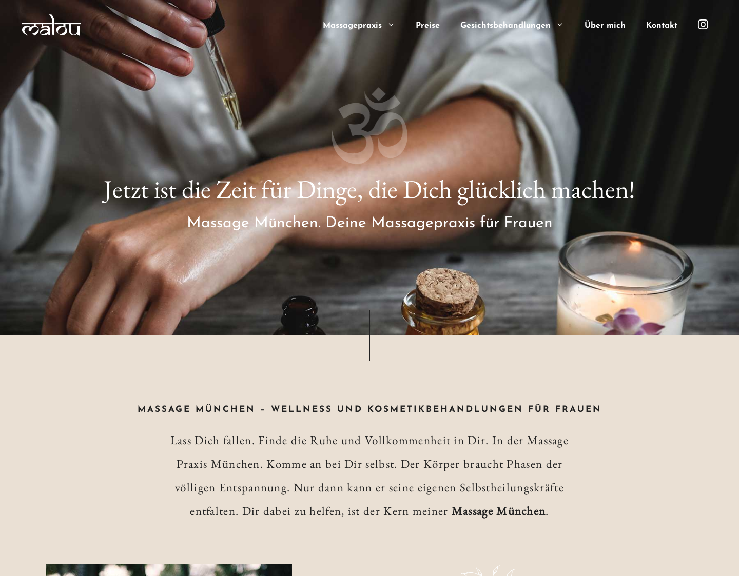 Aktuelle Website-Vorschau von Malou Massage München