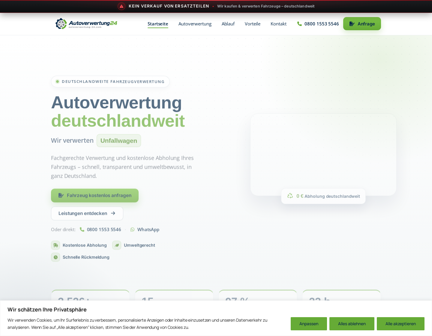 Aktuelle Website-Vorschau von Autoverwertung A&T Automobile