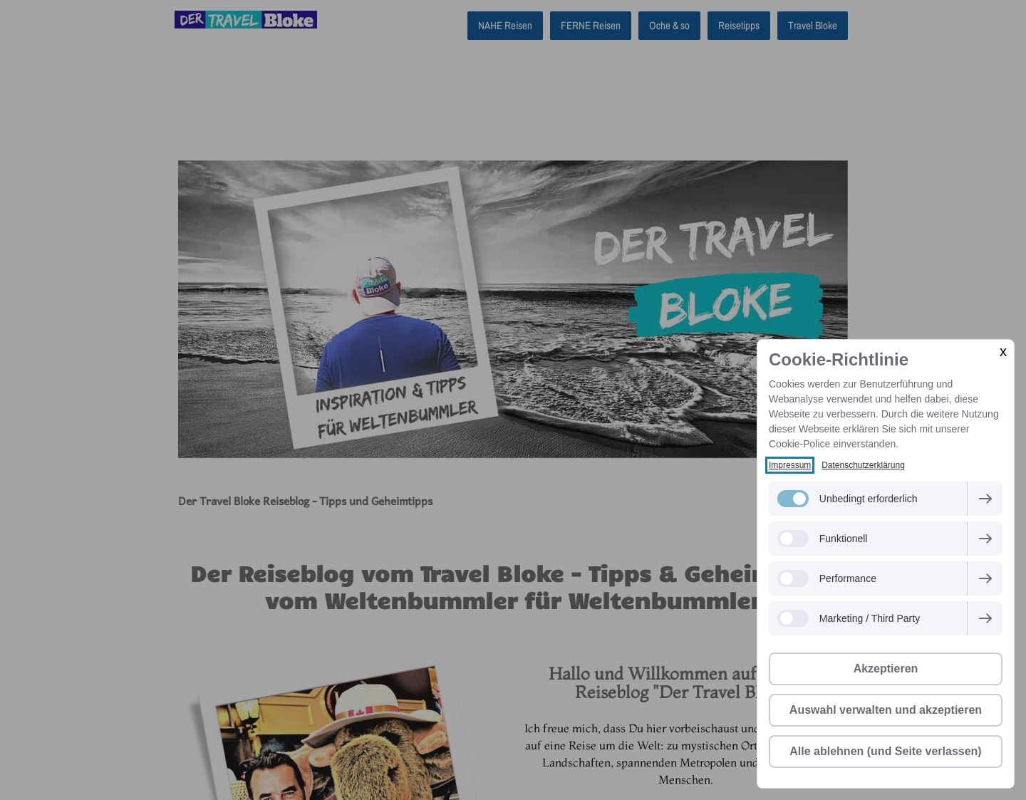 Aktuelle Website-Vorschau von Der Travel Bloke