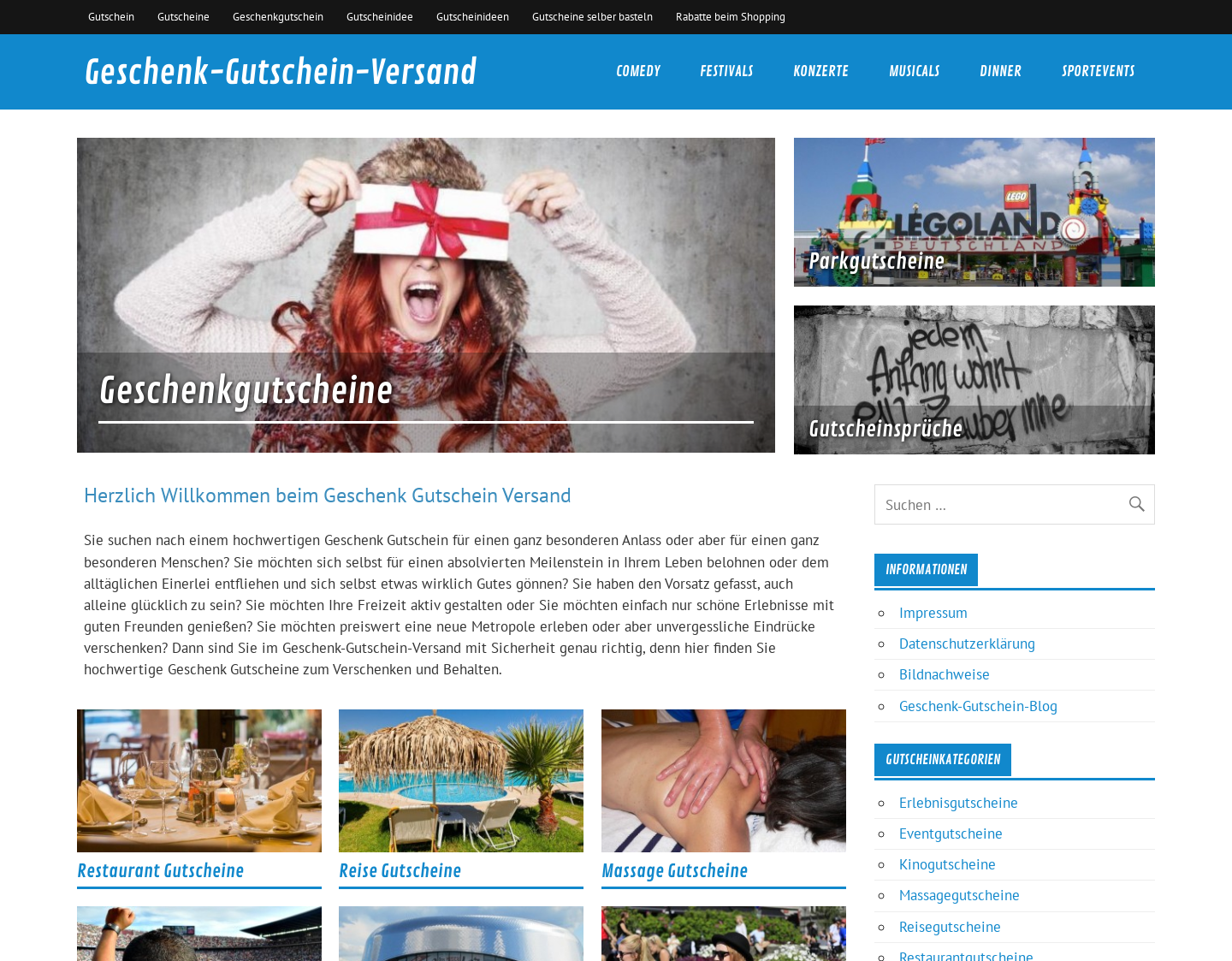 Aktuelle Website-Vorschau von Geschenkgutscheine aus ganz Deutschland