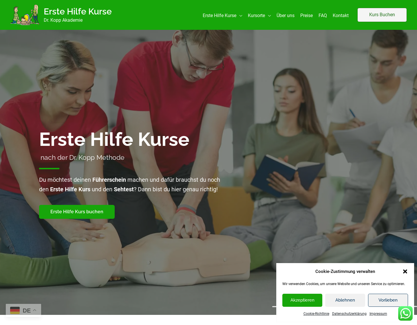 Aktuelle Website-Vorschau von Erste Hilfe Kurse