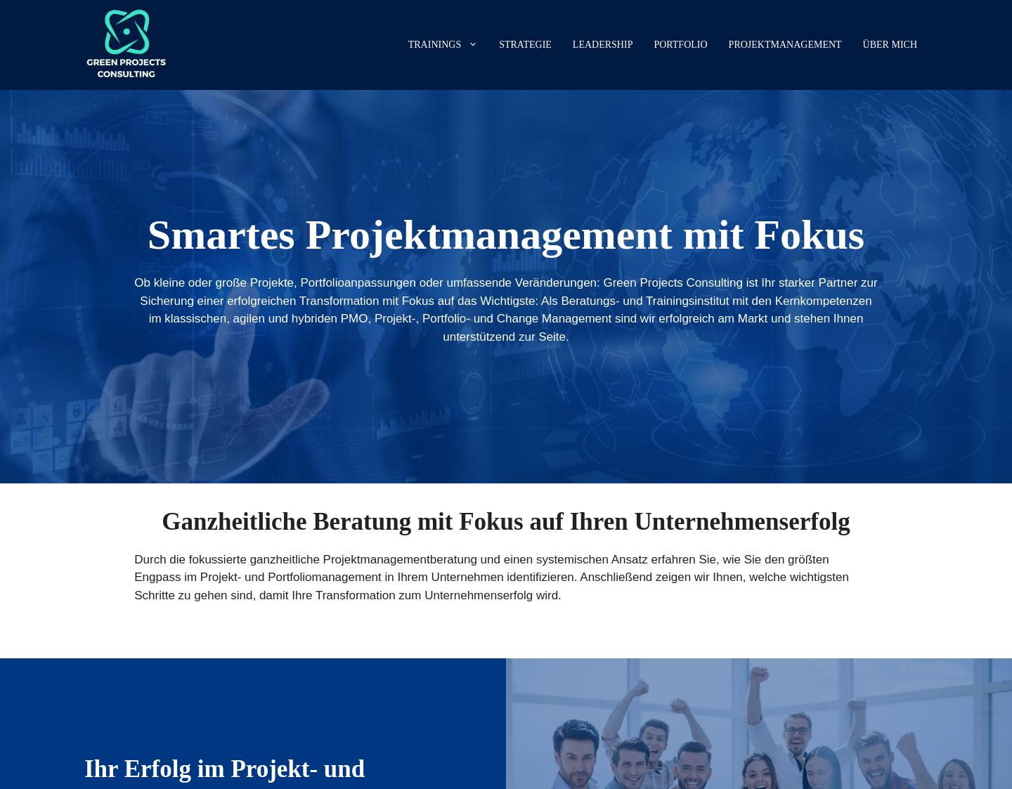 Aktuelle Website-Vorschau von Green Projects Consulting