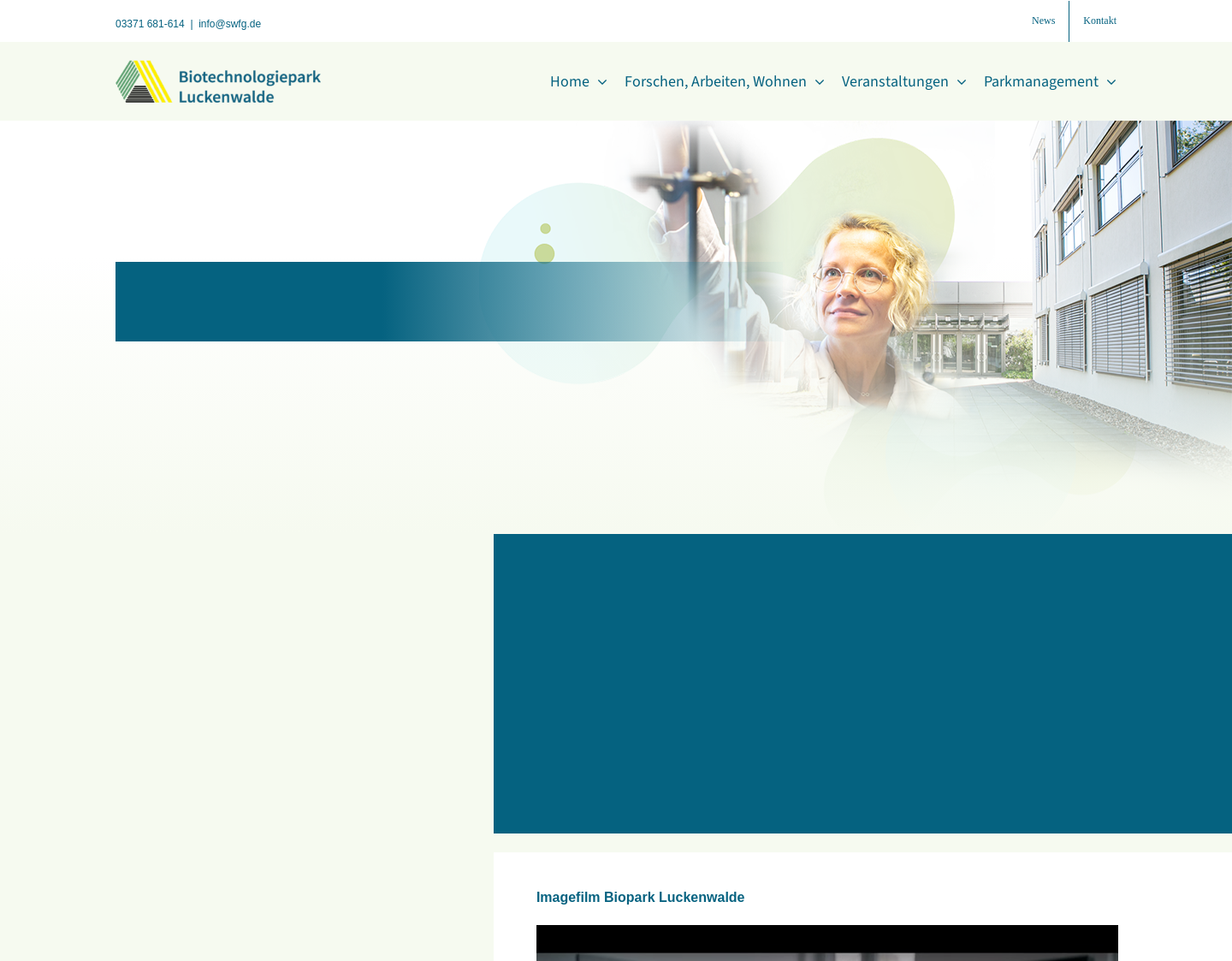 Aktuelle Website-Vorschau von Biotechnologiepark Luckenwalde