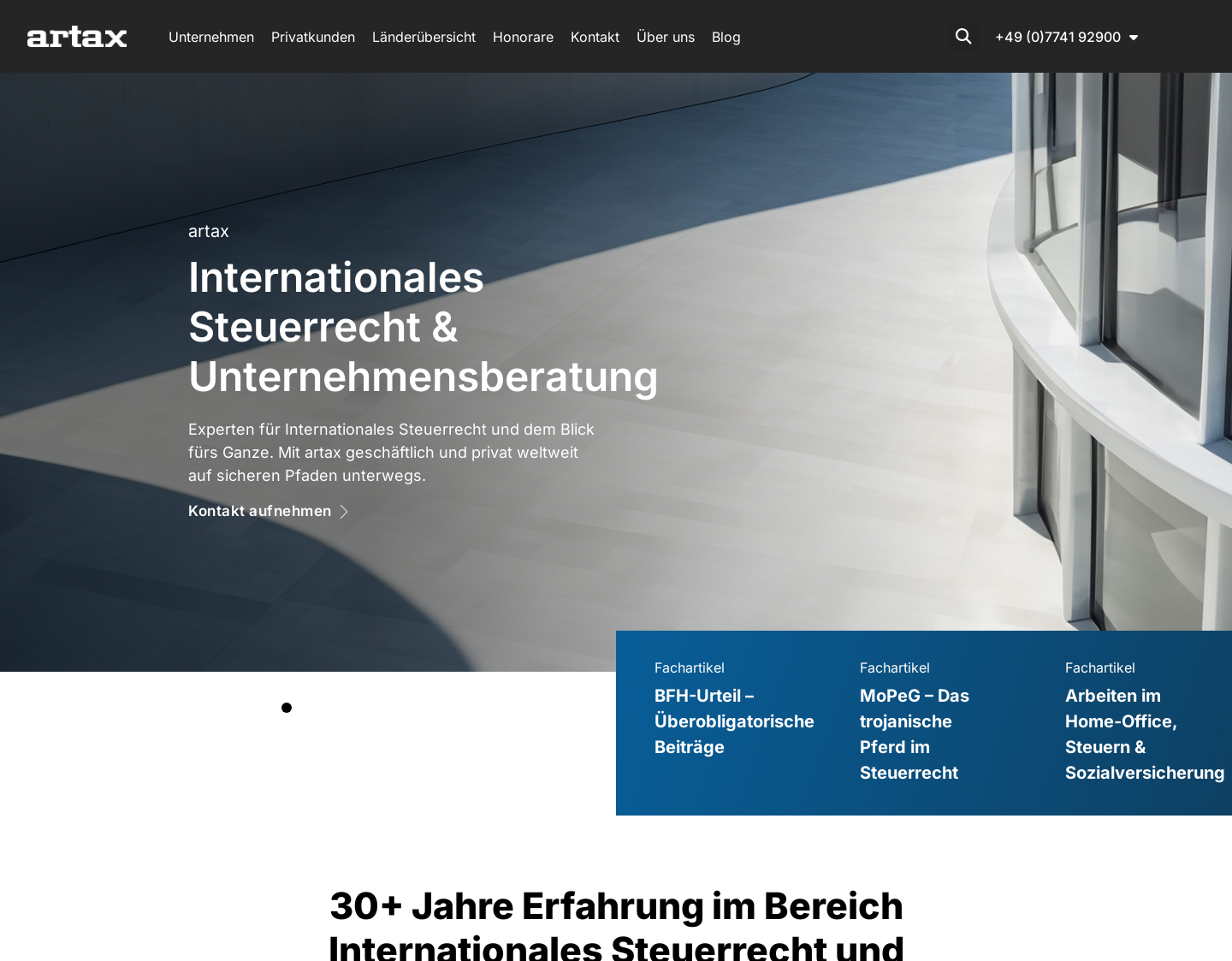 Aktuelle Website-Vorschau von artax ? Steuerberater