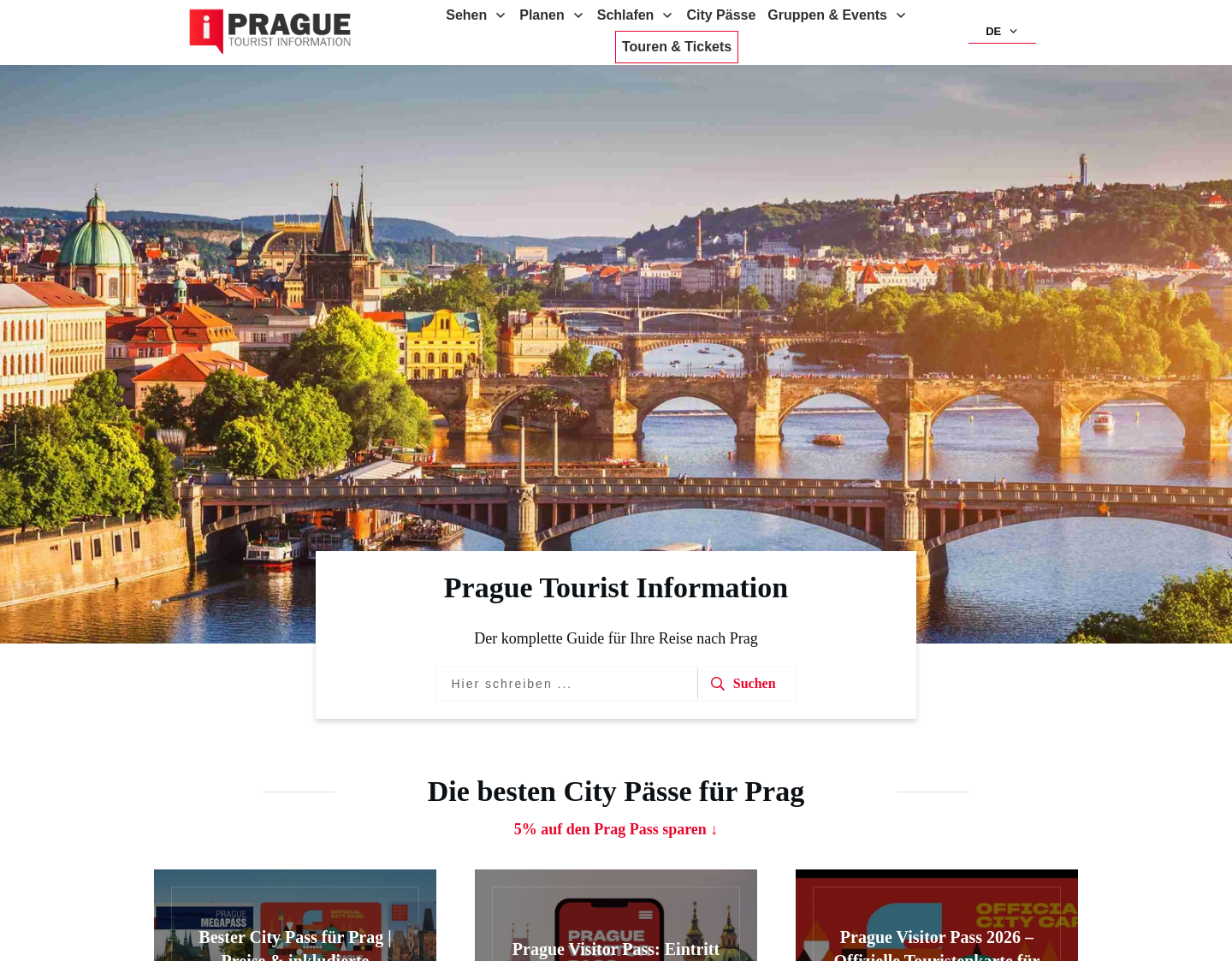 Aktuelle Website-Vorschau von PragueTouristInformation