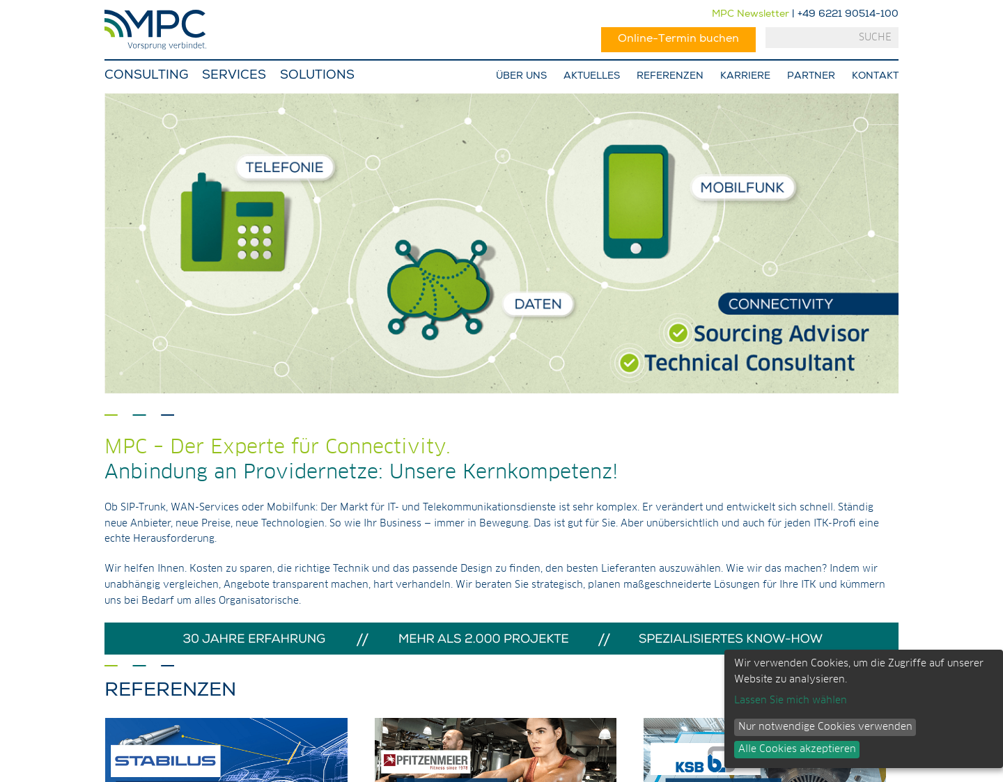 Aktuelle Website-Vorschau von mpcservice