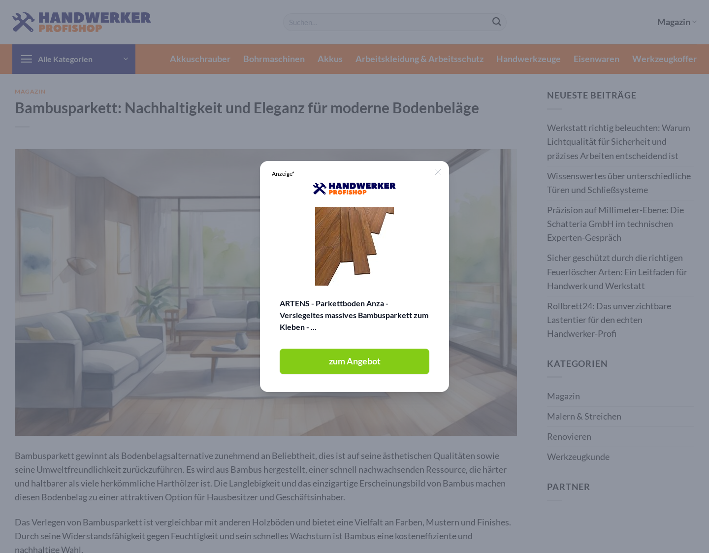 Aktuelle Website-Vorschau von Bambusparkett24